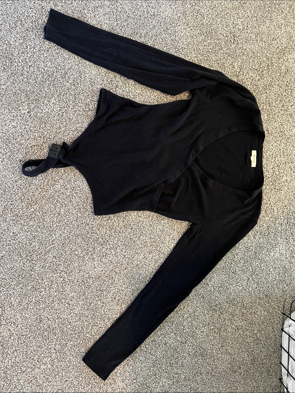 Madewell Black Long-Sleeve Tie-Front Bodysuit